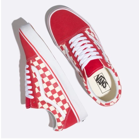 red vans checkered old skool